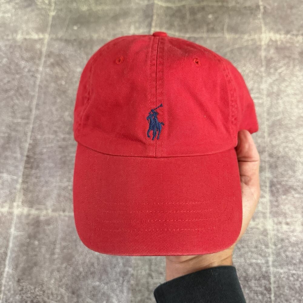 Men's Vintage 90's Polo Ralph Lauren Red Cotton Chino Adjustable Strapback Hat